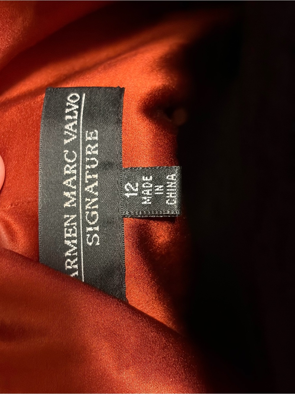 VINTAGE ✨Carmen Marc Valvo Signature Red-Orange Strapless Draped V-Neck Shirt - Picture 3 of 8